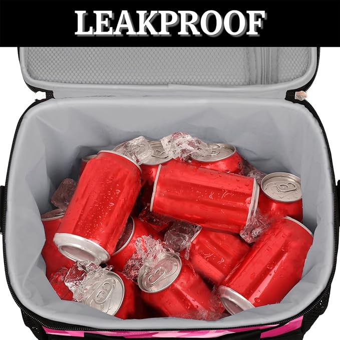 Leakproof Reusable Insulated Cooler Lunch Bag Pink Camouflage Camo Picnic Lunch Box for Women Men Cooler Tote Office Work Camping Beach 24 Can 15L