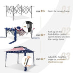 COOS BAY Pop up Gazebo 11x11, Instant Canopy Tent with Mesh Netting, Patio Gazebo with 121 Square Feet of Shade, 4 Weight Bags Included, American Flag