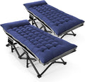 HABUTWAY Camping Cot with Mattress, 32" Extra Wide Camping Cots for Adults, Sleeping Cot for Adults Holds Up to 603LBS, Cots for Sleeping, Camp, Rv, Beach, Patio, Office Naps, 2PCS (Blue)