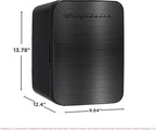 Frigidaire Mini Personal Fridge Cooler, Countertop, Holds Up to 10L/15 Cans, Brushed Black Stainless Rugged Design, Portable for Skincare, Makeup, Car, Office, Bedroom, Dorm Room, or Cabin