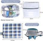 Sunflora Picnic Backpack for 4 Person Set Pack with Insulated Waterproof Pouch for Family Outdoor Camping(Light Blue)