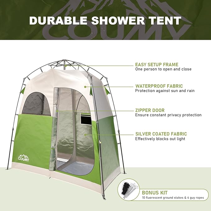 Instant Camping Shower Tent, Privacy Shelter, Portable Outdoor Sun Shelter for Camping Beach Hiking Fishing, 1 Room/2 Rooms