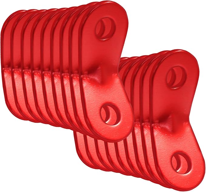 BokWin 20 Packs Tent Tensioners, Guyline Cord Adjusters & Wind Rope Buckles - Aluminum Alloy Camping Accessories for Secure Shelter Setup - Strong Outdoor Gear for Camping, Hiking, Backpacking - Red