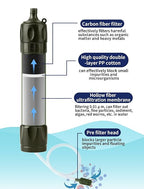 Tentock Portable Water Filter Straw for Camping & Survival, 0.01 Micron Personal Water Purifier with Syringe for Backpacking & Emergency, 2000L Capacity