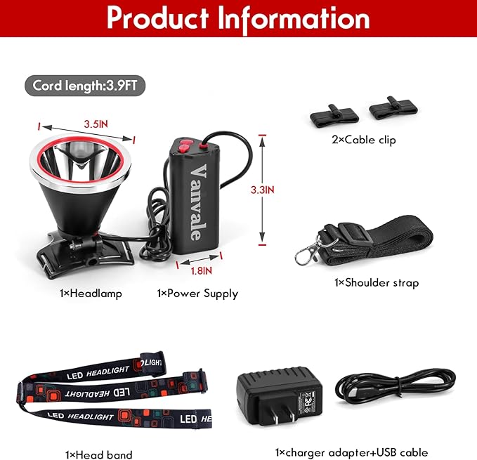 Super Bright Rechargeable LED Headlamp,IPX4 Water Resistant Head Light with Charger,Ultra Bright Flashlight Hunting Lamp for Running,Fishing,Camping,Outdoor,Storm Power Outage（White Light）