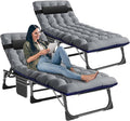 LILYPELLE Folding Outside Chaise Lounge Chair with Mattress, 5 Position Adjustable Patio Folding Lounge Chair Reclining Chairs Perfect for Outside, Sunbathing, Camping, Pool, Beach, Patio, Light Gray
