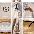 Canvas Bell Tent with Stove Jack, Glamping Yurt Tent for 360° Ventilated Mesh with Zipped Removable Floor, 4 Season Family House Hot Tents for All Year Living