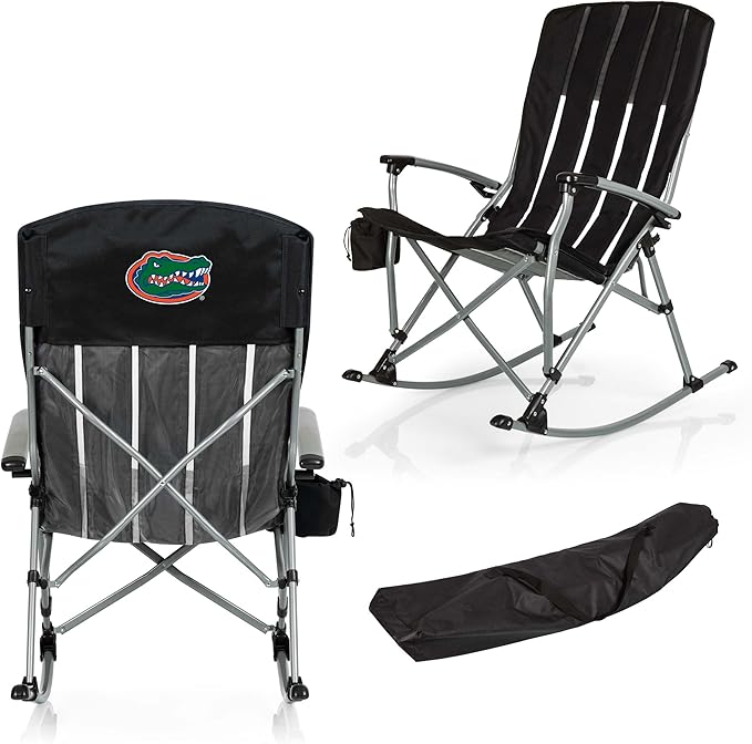 Picnic TIME NCAA Unisex-Adult NCAA Outdoor Rocking Camp Chair, XL Heavy Duty Camping Chair for Adults