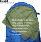 Browint Silk Sleeping Bag Liner, Silk Sleep Sack, Extra Wide 87"x43", Lightweight Travel Sheet for Hotels, More Colors for Option, Reinforced Gussets