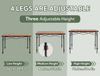 Portable Outdoor Adjustable Height Camping Table, Large for 2-6 Person, Foldable Roll-up Aluminum Camp Table with Carry Bag for Picnic, Camp, Sturdy, Stable, Loads 220 Lbs