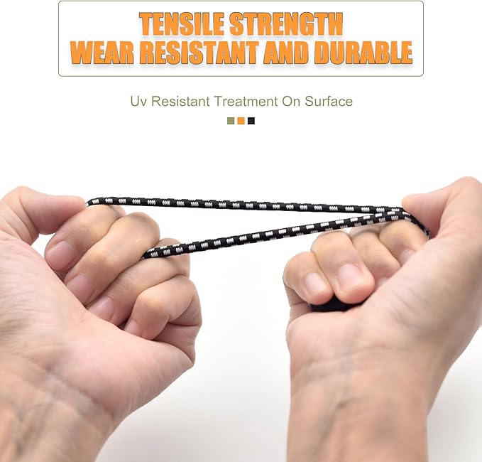 30 Pack of 3 Sizes Ball Bungee Cord, 6 ，9，11 Inch Heavy Duty Bungie Cord Balls Canopy Tarp Tie Down Bungee Balls for Camping, Tents, Cargo,Holding Wire and Hoses, Patio Umbrellas, Awning (Black)