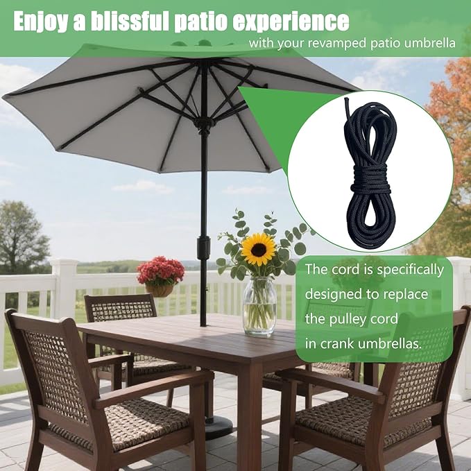 Patio Umbrella Replacement Cord Line 0.16" Diameter,Heavy Duty Patio Umbrella Nylon Rope,Outdoor Camping Utility Rope String