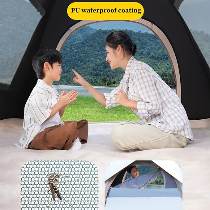 1/2/3 Person Camping Tent, Easy Setup Waterproof Family Dome Tent for Camping, Portable Beach Canopy Tent, Backpacking Tent for Outdoor Camping, Hiking (Color : /Beige, Size : 1 Person)