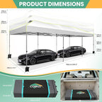 COBIZI 10x30 Pop Up Canopy Tent, Wedding Party Tent with 8 Sidewall One Push Setup Glow, 3 Adjustable Height Air Vent Waterproof UPF50+, Wheeled Bag, Sandbag, Stake, Rope for Commercial, Outdoor