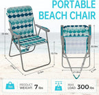 #WEJOY Folding Beach Chair for Adults, Lightweight Beach Chair with Shoulder Straps, High Back Camping Chairs with Hard Armrest, Supports 300lbs for Outdoor Lawn Concert