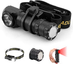 High Lumens LED Rechargeable Headlamp for Adults - Hard Hat Light Running Head Lamp Headlight with Red Light, Magnet, 180° Tilt, Detachable Flashlight & Headband, Outdoor, Emergency Use 1PC