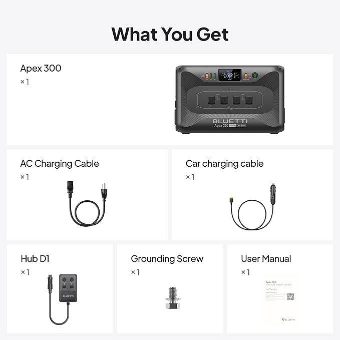 BLUETTI Apex 300 Portable Power Station (2025 New) with Hub D1, 2764.8Wh LFP Battery Backup with 6 3840W AC Outlets (7680W Surge), RV-Optimized DC Ports (50A Anderson), Ideal for Camping and RV Life