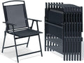 Crestlive Products Patio Folding Chairs Set of 8, Outdoor Folding Chairs with Durable Rust-Resistant Frame and Breathable Textilene Material for Outside, Black