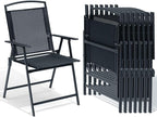 Crestlive Products Patio Folding Chairs Set of 8, Outdoor Folding Chairs with Durable Rust-Resistant Frame and Breathable Textilene Material for Outside, Black