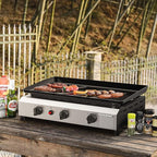 SKOK 3 Burner Gas Griddle- 23.3 Inch Outdoor Propane Griddle-30000 BTU Propane Fuelled, Portable Flat Top Gas Grill Camping Griddle Station for Kitchen, BBQ, Camping Tailgating