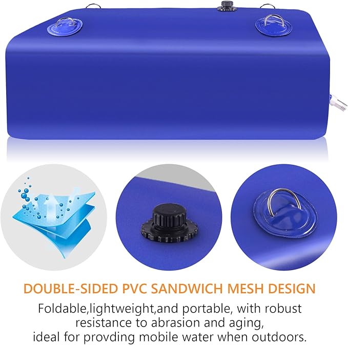 Water Tank, 265 Gallon Water Storage Bladder, Foldable Portable Water Storage, Large Water Storage Containers with 3/4" PVC Spigot and Hose Kit for Camping, Garden, Emergency Water Bag