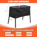 QuliMetal Patio Cover and Carry Bag for Camp Chef 2 Burner Stove, Stove Grill Cover and Carry Bag for Camp Chef Stove EX60P, EX60LW, EX60PP, EX60B, EX280LW, EX170LW, Gas One B-5000 B-4545 B-4900