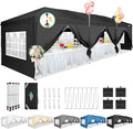 COBIZI 10x30 Canopy Party Tent with 8 Walls 10x30 Pop Up Canopy for Parties Waterproof UPF 50+ Outdoor Commercial Event Tent for Party Backyard Gazebo Canopy with Sidewalls & Sandbags(Black,10x30ft