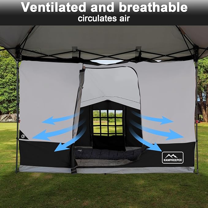 KAMPKEEPER 2 Person Canopy Side Tent, Camping Tent for 10x10 Canopies, Easy Up Cube Tents Gazebo Room with Mesh Window for Camping, Storage, Events(Canopy Not Included)