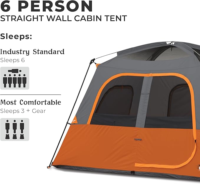 CORE Tent for Family Camping | 4 Person & 6 Person Portable Camp Tent with Carry Bag for Outdoor Car Camping | Included Gear Loft Organizer for Camp Accessories