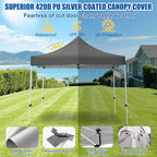 Yesker 10x10 Pop Up Canopy Tent with 4 Sidewalls Portable Folding Outdoor Canopy Easy Setup Gazebo Waterproof Instant Popup Shelter Tent w Wheeled Carry Bag sandbags for Events Parties Camping, Gray