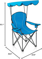 ALPHA CAMP Heavy Duty Canopy Lounge Chair Sunshade Hiking Travel Chair with Cup Holder