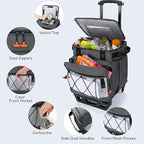 TOURIT 75 Can Insulated Rolling Cooler, Detachable Double Deck Beach Cooler with Wheels, Collapsible Soft Sided Cooler Bag for Beach, Camping, Picnic, Travel, Shopping