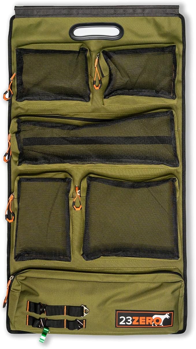Utility Hanger - Camping Supplies Storage, Hanger for Awnings or Roof Top Tents, 6 Zippered Pockets