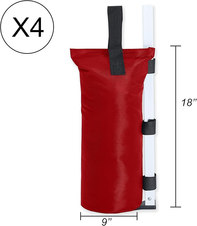 ABCCANOPY Canopy Weights Set of 4-120LBS Sand Bags for Pop up Tent, Weight Bags for Outdoor Gazebo, Trampoline, Pergola, Red (Without Sand)