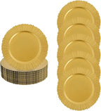 CNCEST 100 Pcs Antique Charger Plates Bulk 13 Inch Plastic Embossed Plate Chargers Round Floral Plates for Wedding Decorative Chargers for Table Dinner Kitchen Party Decoration(Gold,100PCS)
