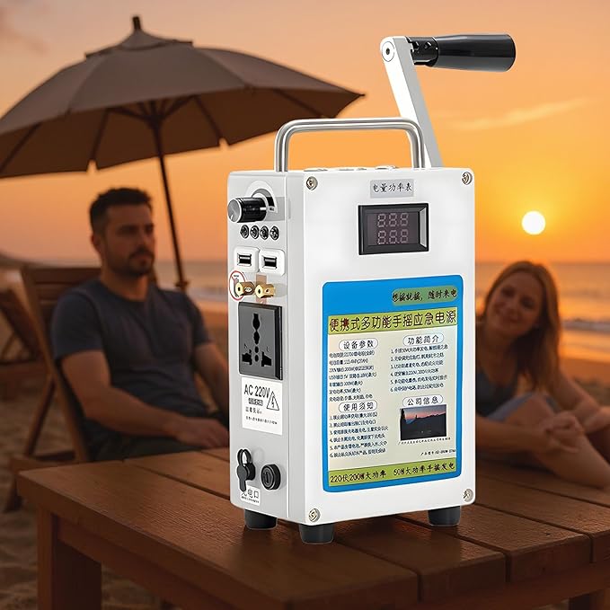 Hand Crank Generator 27000mah, Emergency Power Supply Charger Camping, 160W Outdoor Small Power Station, for Camping Outdoor Mobile Phone Computer Charging,220V