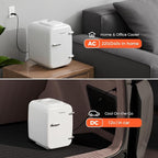 Mini Fridge, 4 Liter/6 Can Mini Makeup Fridge, 110V AC/ 12V DC Portable Thermoelectric Cooler&Warmer for Skincare, Drink, Cosmetic, Medicine, Small fridge for Bedroom, Office, Dorm, Car, White
