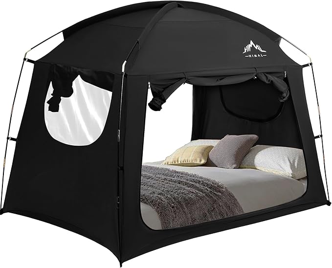 Bed Tent for Indoor Portable Light Reducing Twin Size Canopy Tents Breathable Lightweight Private Space Tent for Bed