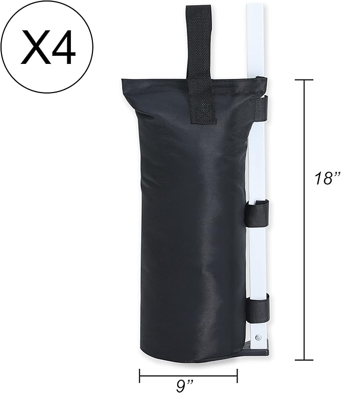 ABCCANOPY Canopy Weights Set of 4-120LBS Sand Bags for Pop up Tent, Weight Bags for Outdoor Gazebo, Trampoline, Pergola, Black (Without Sand)