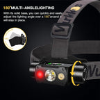 Wurkkos HD50 4000 Lumens Rechargeable Headlamp with Red Light,90CRI Bright LED Headlamp with 6 Modes, Dual Switch and Magnetic Base,IP67 Waterproof USB C Rechargeable Head Lamp for Camping Repairing