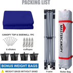 MASTERCANOPY Durable Pop-up Canopy Tent with 1 Sidewall (10'x10',Dark Blue)