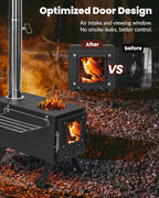 Upgraded Portable Wood Stove for Camping, Compact Tent Stove with Large Firebox, High Airtightness for Outdoor Cooking & Heating