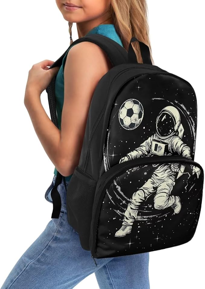 Boys Grils Kids Meal Prep Backpack All in One Backpack Insulated Lunch Bag Travel Casual Elementary Middle High School Student Backpack Hiking Daypack, Astronaut Soccer