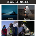 LED Headlamp Rechargeable, 230° Wide Beam Outdoor Waterproof Head Light, Adjustable Headband, Lightweight Motion Sensor Head Lamp for Cycling, Camping, Hiking, Running, Outdoor - Adults and Kids (2)