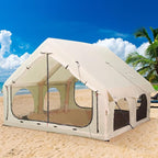 2025 Upgraded Waterproof Inflatable Camping Tent, Large Blow-Up Air Tent, No Assembly Needed Luxury Glamping House, Oxford Fabric