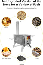 Camping Stove for Hot Tents, LAMA 304 Stainless Steel Wood Burning Stove with Stainless Wall Chimney Pipes for Tents, Shelter, Outdoor Portable Stove for Camping Heating and Cooking