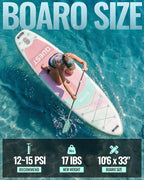 10'6''x33''Inflatable Stand Up Paddle Board, 400lbs Extra Wide Stand Up Paddleboard with Kayak Seat, Anti-Slip EVA Deck Premium SUP Accessories Kit, Non-Slip Stable Deck Boat for Yoga Fishing Surf