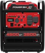 PowerSmart 4500W Portable Inverter Generator, 3800W Rated Super Quiet Gas Powered Engine with CO Alarm, Parallel Ready, 223cc, Clean Power for Sensitive Electronics, RV Ready & Emergency Home Backup