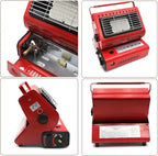 Upgraded 2 In 1 Portable Indoor Butane Heater & Stove with Self Ignition, Safe & Cordless Non Electric Heaters, Butane Emergency Heater for Power Outage, For Camping, Tents, Outdoor (Red)