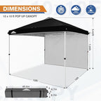 EAGLE PEAK Commercial Canopy 10x10 Pop Up Canopy Tent with 1 Sidewall, Easy Setup Heavy Duty Instant Event Shelter for Vendors & Markets, Outdoor Sun Shade, Black